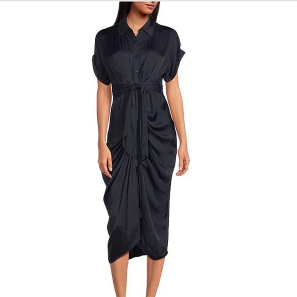 Steve Madden Black Satin Midi Dress - Picture 1 of 6